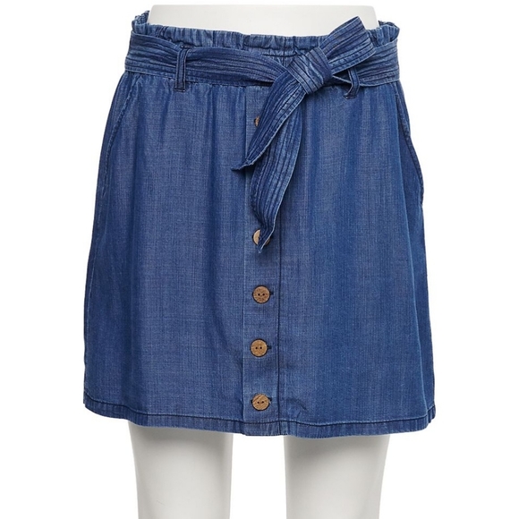 👀50% OFF💙 NWT‼️ Rewind brand Paperbag Waist Belted Skirt (Juniors) - Picture 4 of 8